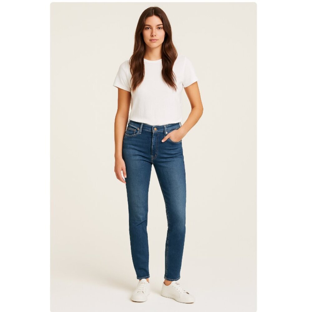 MOTHER Straight Leg Jeans in Dark Blue Wash
